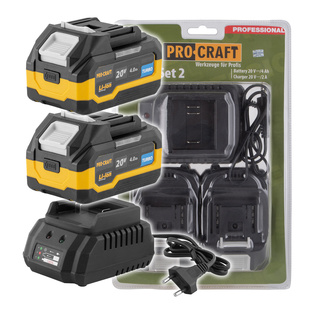 Procraft PBC-Set 2 2x20V 4Ah - 1 nabíječka
