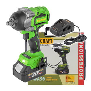 Procraft PWA36-1B-C aku rázový utahovák 20V 4,0Ah 850Nm