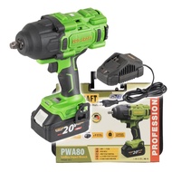 Procraft PWA80-1b-c aku rázový utahovák 20V 4,0Ah 1600 Nm